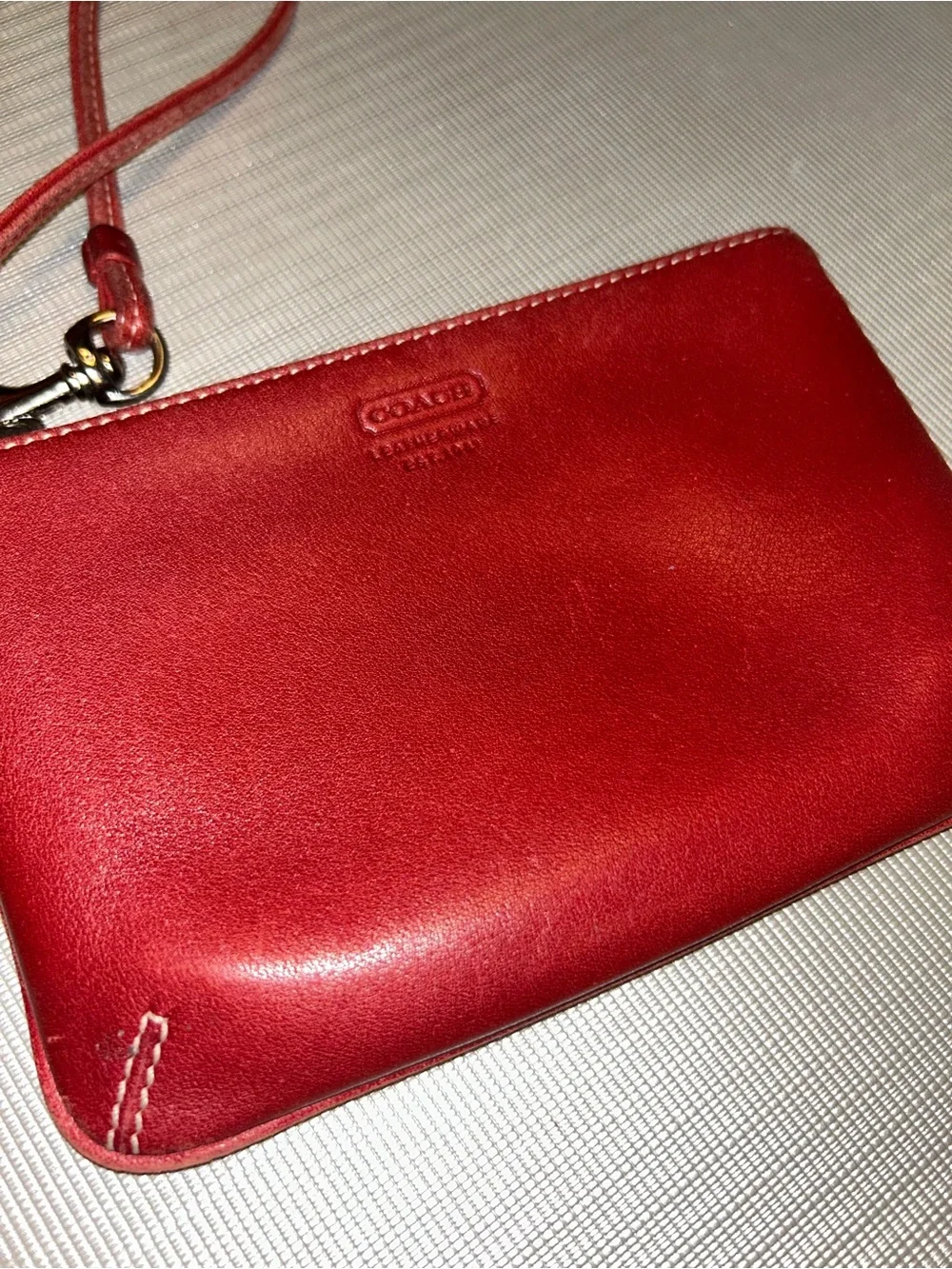 Coach red leather wristlet